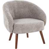 Ashland Accent Lounge Chair in Grey Fabric with Walnut Wood Legs